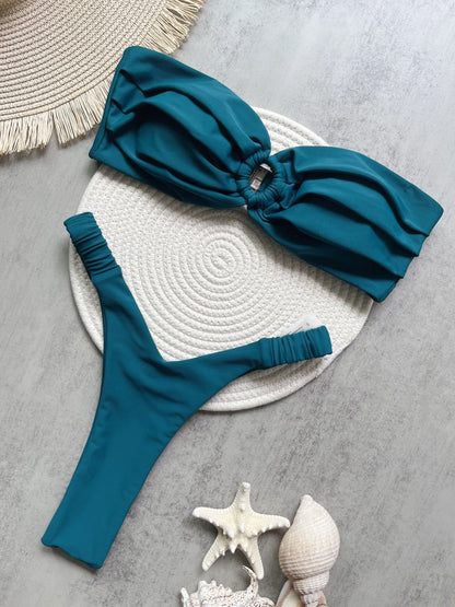 Micro Bikini Push Up Women Swimwear Brazilian Bikini Thong Solid Beachwear Swimsuit