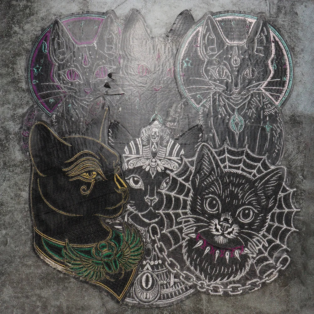 Large Black Noble Animal Cat Patch Embroidered Patches Iron on Clothing Backpack Badges Twill Craft Stickers