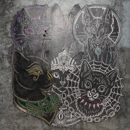 Large Black Noble Animal Cat Patch Embroidered Patches Iron on Clothing Backpack Badges Twill Craft Stickers