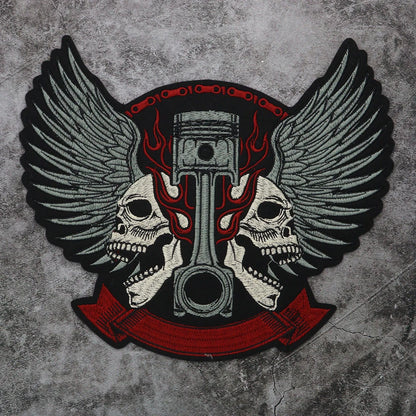 Large-Size Winged Skull Angel Biker Motorcycle Embroidered Patch Appliques Iron on Patches Badge Clothes Sewing