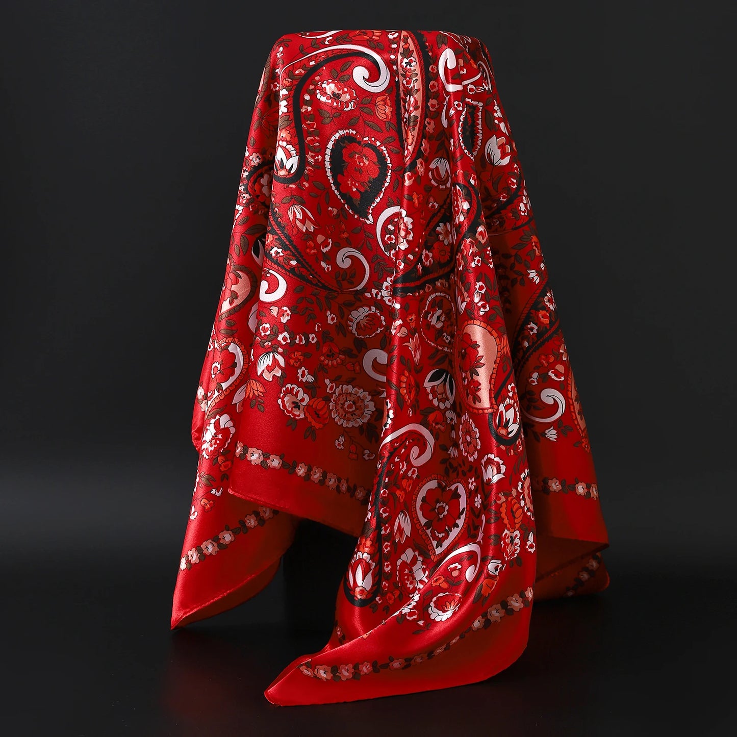 90cm Women Four Seasons Square Silk Satin Bandana Wrap Shawl Scarves Scarfs Spk8