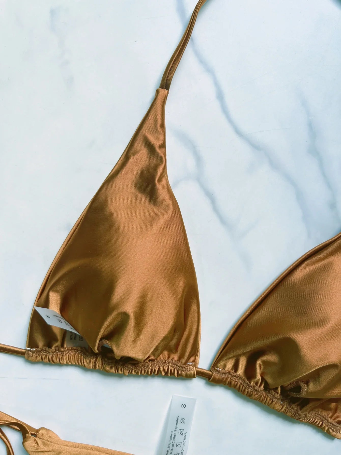 High Cut Halter Brazilian Metallic Satin Women Swimwear Swimsuit Two-pieces Bikini Set