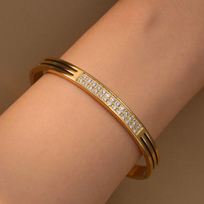 Stainless Steel 18K Gold Plated Zircon Women's Bracelet Bangles Gifts