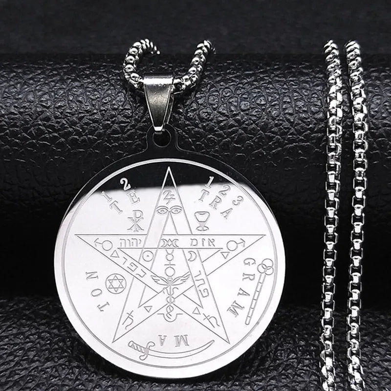 Men Seal of Solomon Talisman Protection Seven Archangels Amulet Stainless Steel Necklace