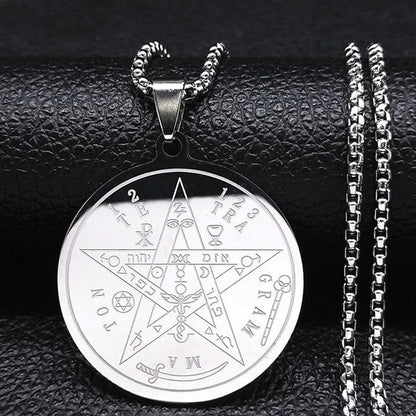 Men Seal of Solomon Talisman Protection Seven Archangels Amulet Stainless Steel Necklace