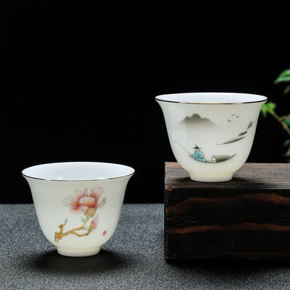 50ml/80ml White Porcelain Chinese Teahouse Master Ceramics Tea Bowl Kung Fu Sake Cup