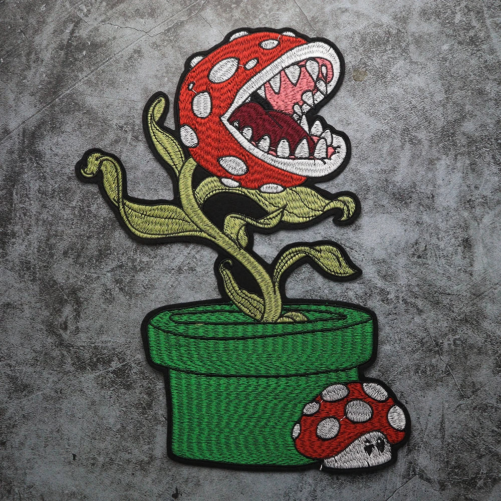 plant Cannibal flower Badges DIY Patc Iron on Embroidered  Applique Backpack Clothing