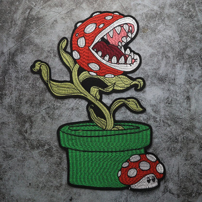 plant Cannibal flower Badges DIY Patc Iron on Embroidered  Applique Backpack Clothing