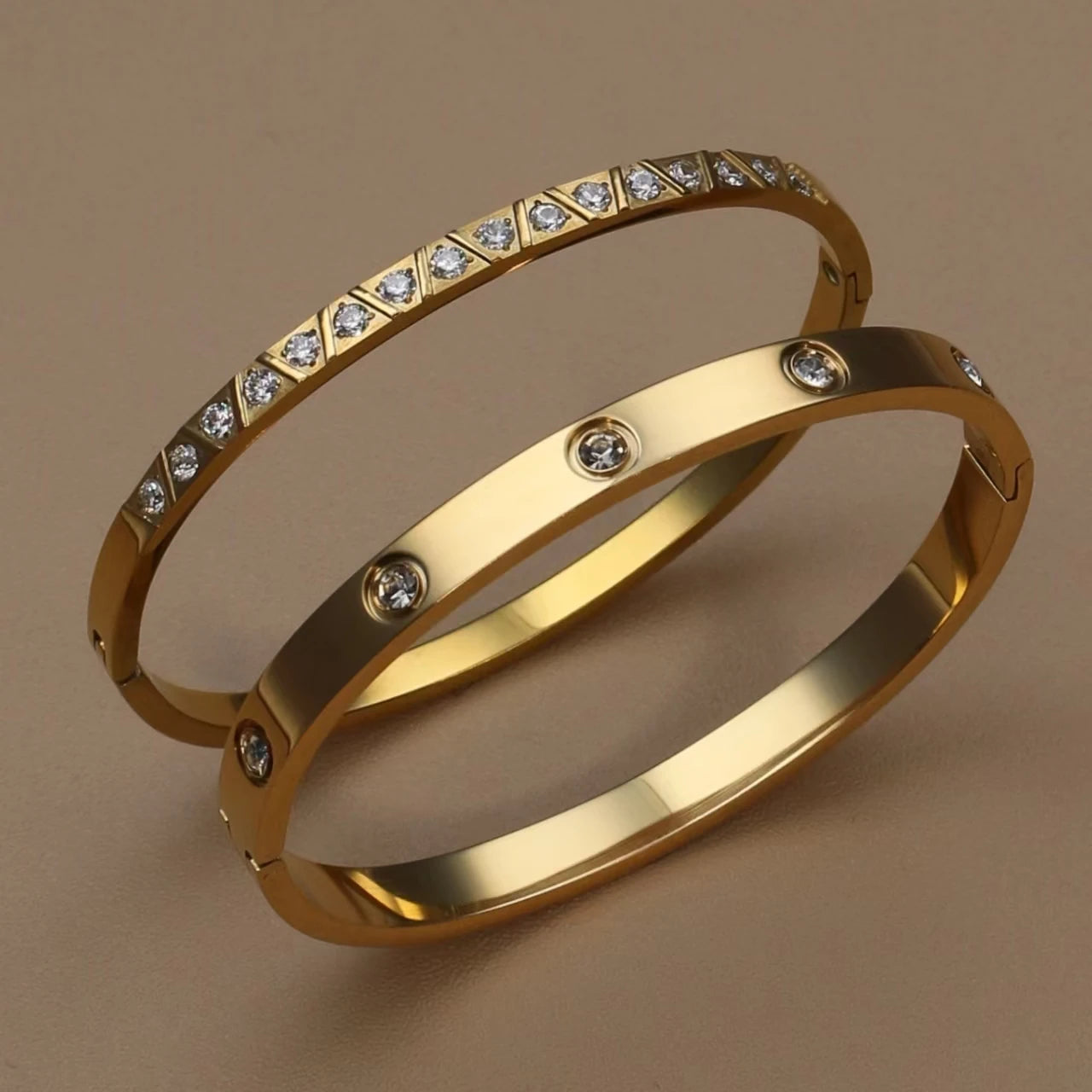 Fashion Stainless Steel Crystal Gold Color Women Bracelet Bangle Party Gift