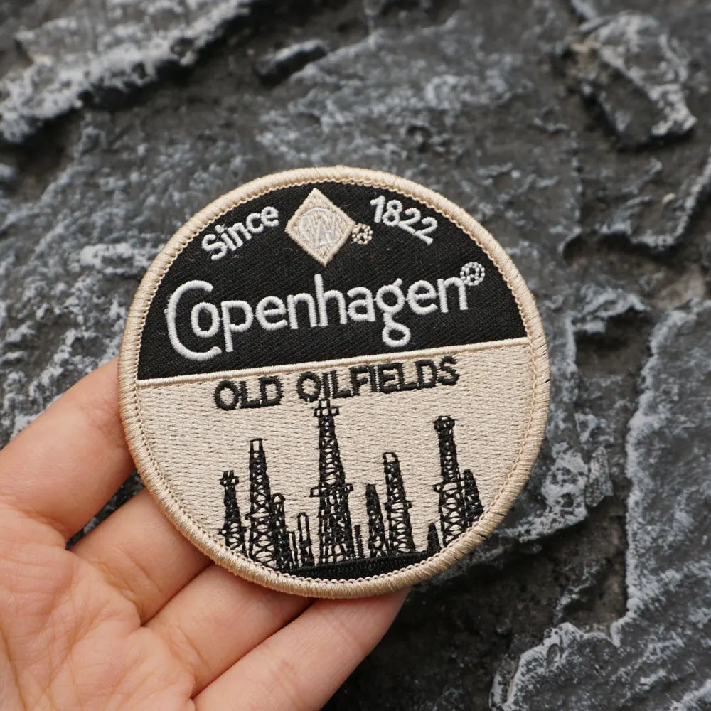 COPENHAGEN OLD OILFIELDS Embroidered Patch Iron-On Sewing Clothes Patches Applique I