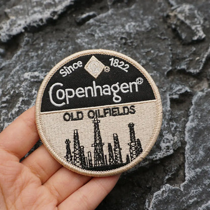 COPENHAGEN OLD OILFIELDS Embroidered Patch Iron-On Sewing Clothes Patches Applique I