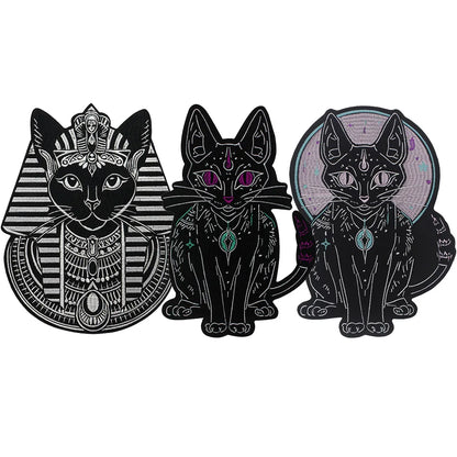 Large Black Noble Animal Cat Patch Embroidered Patches Iron on Clothing Backpack Badges Twill Craft Stickers