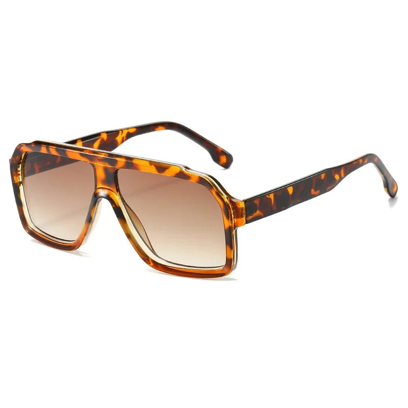 Men Women Double Color Frame Shade Designer UV400 Square Sunglasses Glass