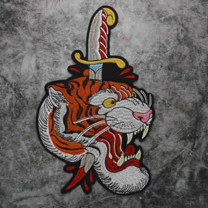 Animal Embroidery Leopard Sword Embroidered Patches for Clothing Applique Iron On Sewing