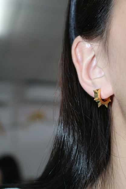 1Pair Women Men Punk Stainless Steel Spiky Thorn Gothic Stud Earrings