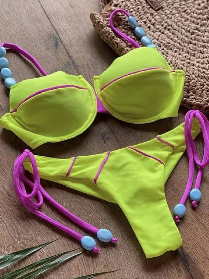 2pcs Push Up Women Micro Swimsuit Bandage Beach Wear Swimming Bikini