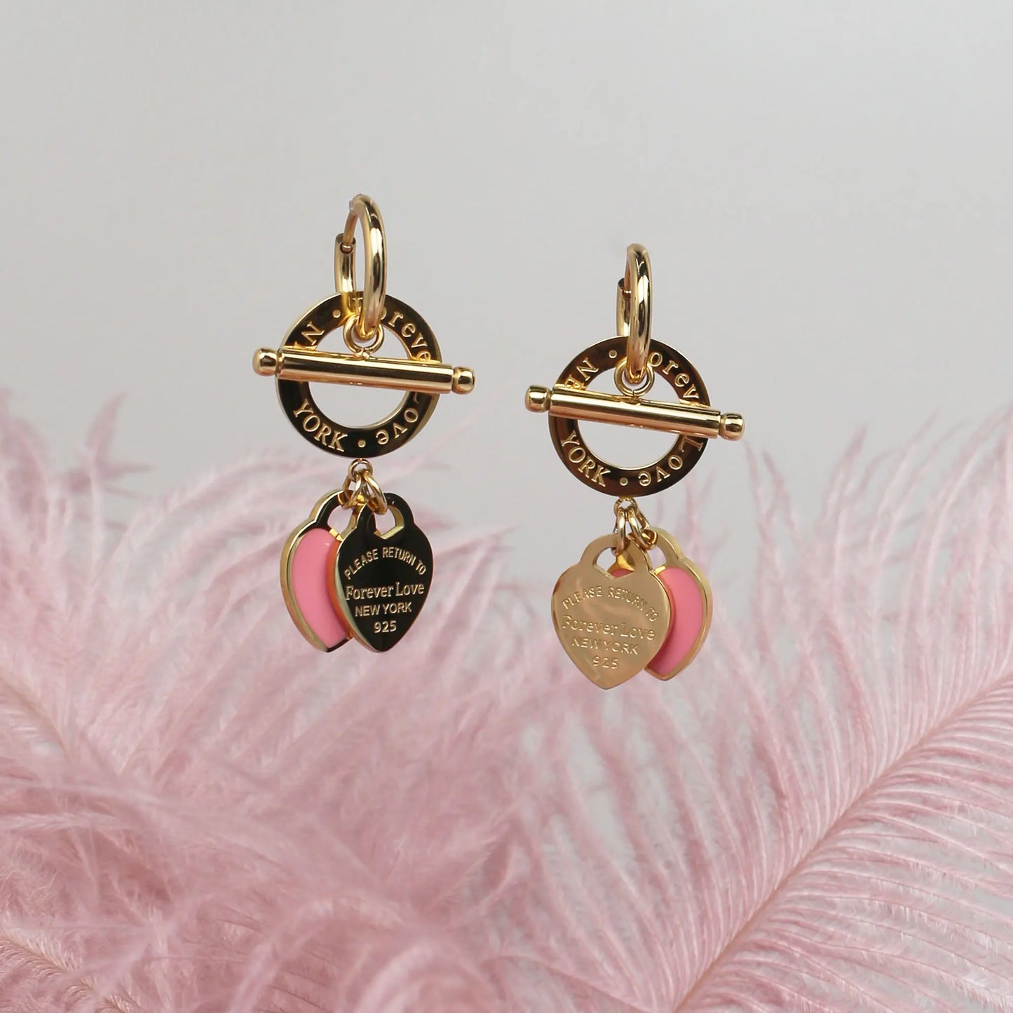 Women Fashion Stainless Steel Heart-Shaped Pendant Love Earrings