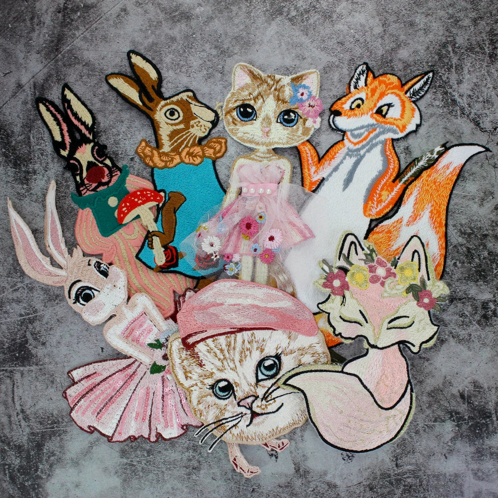 Cartoon Rabbit Embroidery Patches for Clothing Animal Transfer Appliques Badge DIY Sticker Sewing