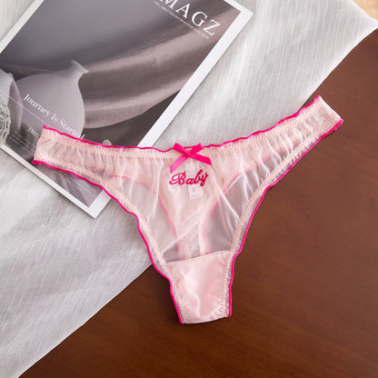 Women Lace G-String Thin Mesh Hollow Out Underwear Transparent Low Waist Panties Briefs Thong