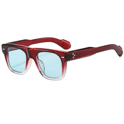 Women Men Vintage Rivets Punk Shades UV400 Square Sunglasses Glasses