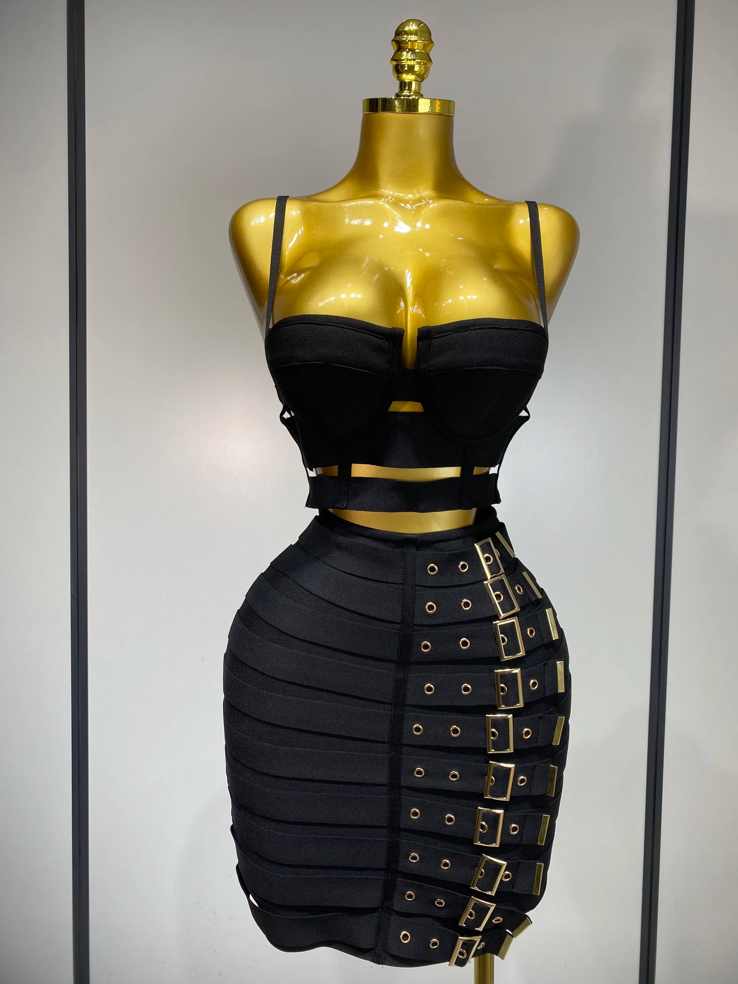 Sexy Cut Out Mini Bandage Two Piece Celebrity Evening Birthday Club Party Skirt Dress