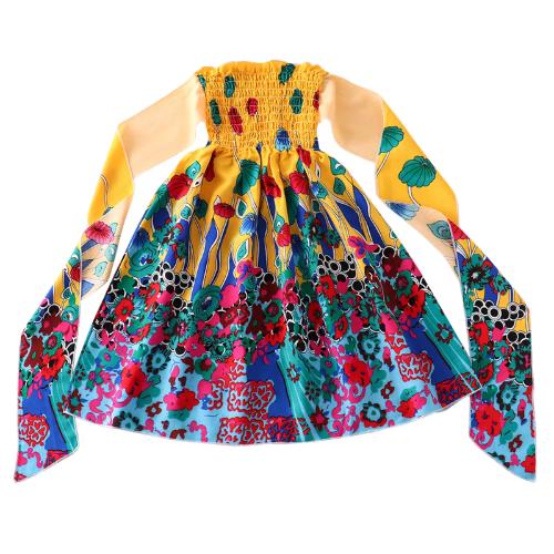 Kids Girls Floral Sling Ruffles Bohemian Beach Princess Birthday Party Dress w/ Necklaces