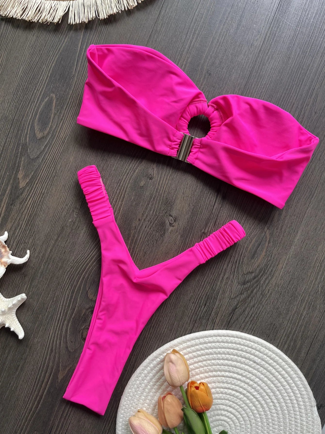 Micro Bikini Push Up Women Swimwear Brazilian Bikini Thong Solid Beachwear Swimsuit