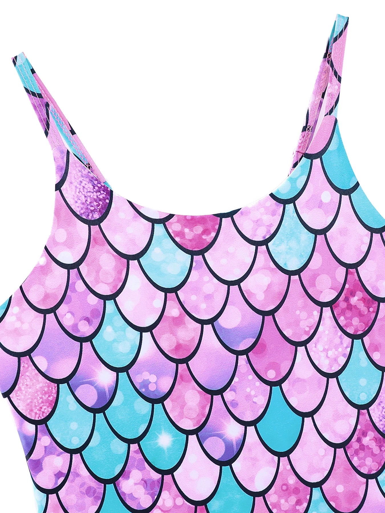 One Piece Kids Girls Sleeveless Scale Printed Swimwear Beach Rash Guard Swimming Suit