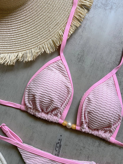 Women Sexy Triangle Swimsuit Solid Swimwear Padded Bathers Bathing Swimming String Bikini Suit