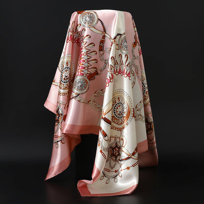 90cm Women Four Seasons Square Silk Satin Bandana Wrap Shawl Scarves Scarfs gfK4
