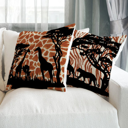 African Tribal Stylish Animal Giraffe Lion Elephant Vintage Sofa Cushion Pillowcase Cover