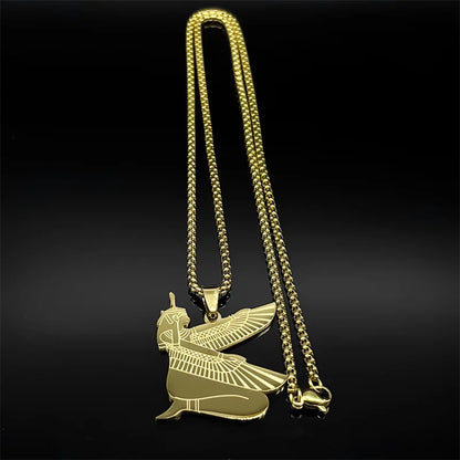 Women Men Stainless Steel Gold/Silver Color Egyptian Mystery Amulet Goddess of Life Necklace