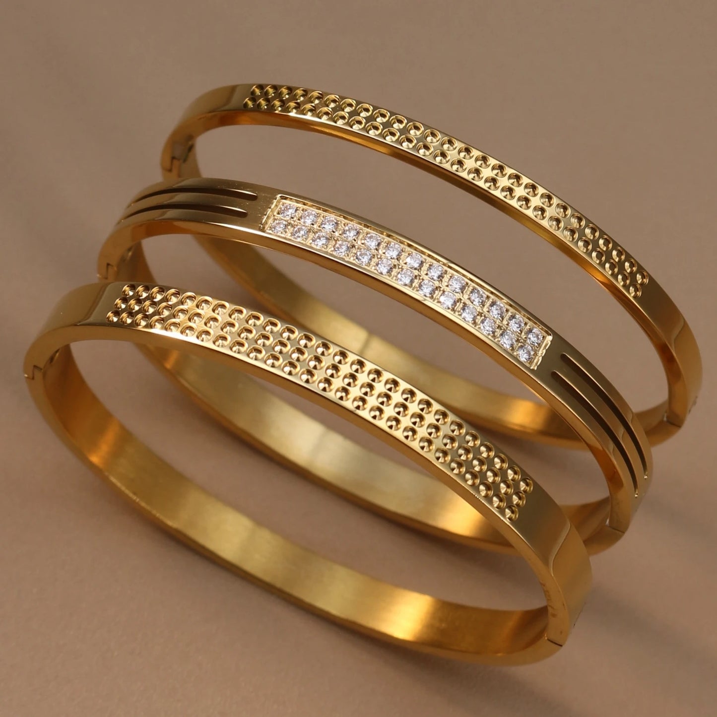 Stainless Steel 18K Gold Plated Zircon Women's Bracelet Bangles Gifts