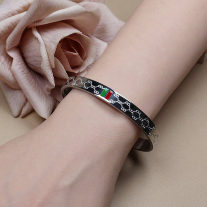 18K Gold Plated Stainless Steel 55MM Red Green Bangles Fashionable Bracelet