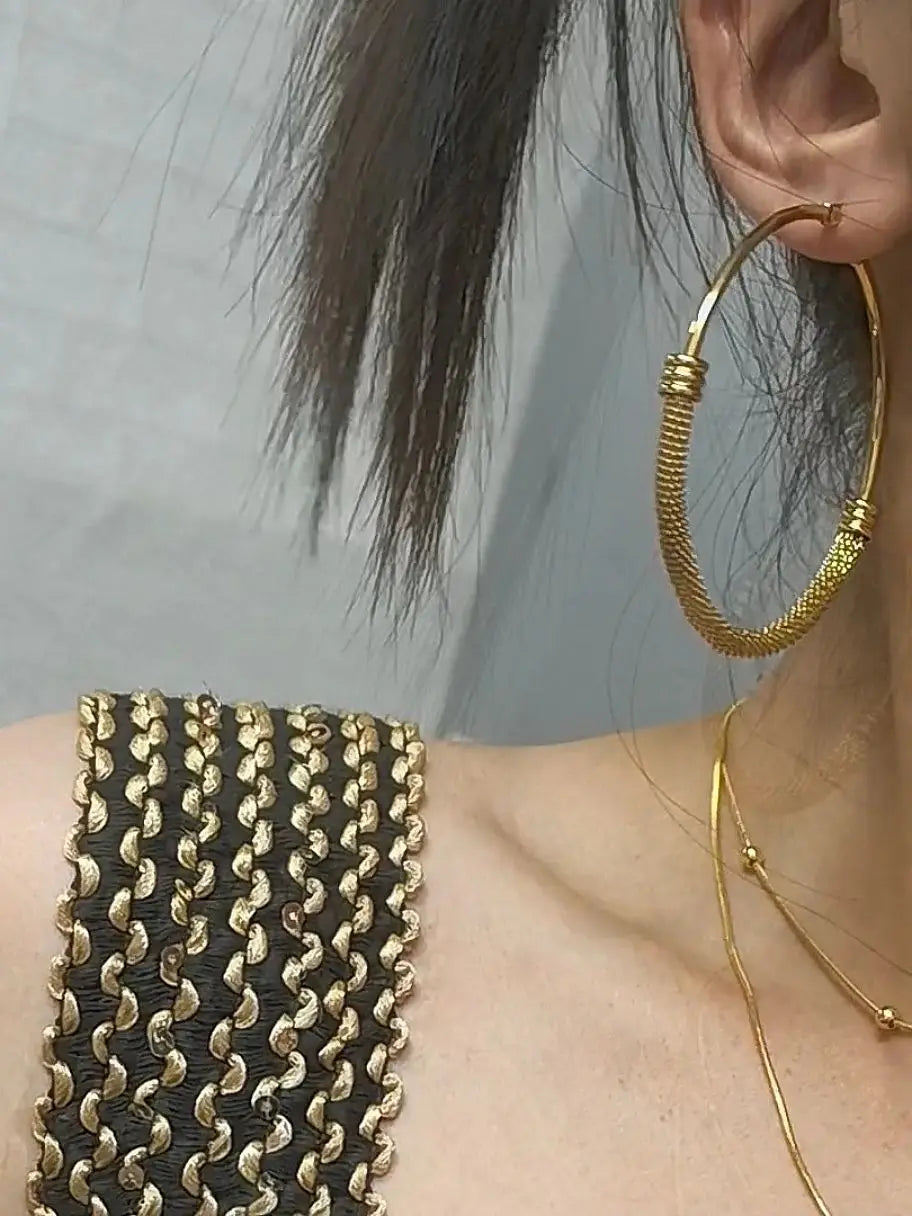 Exaggerated 18K Gold Plated Stainless Steel Women's Earrings Jewelry Gifts