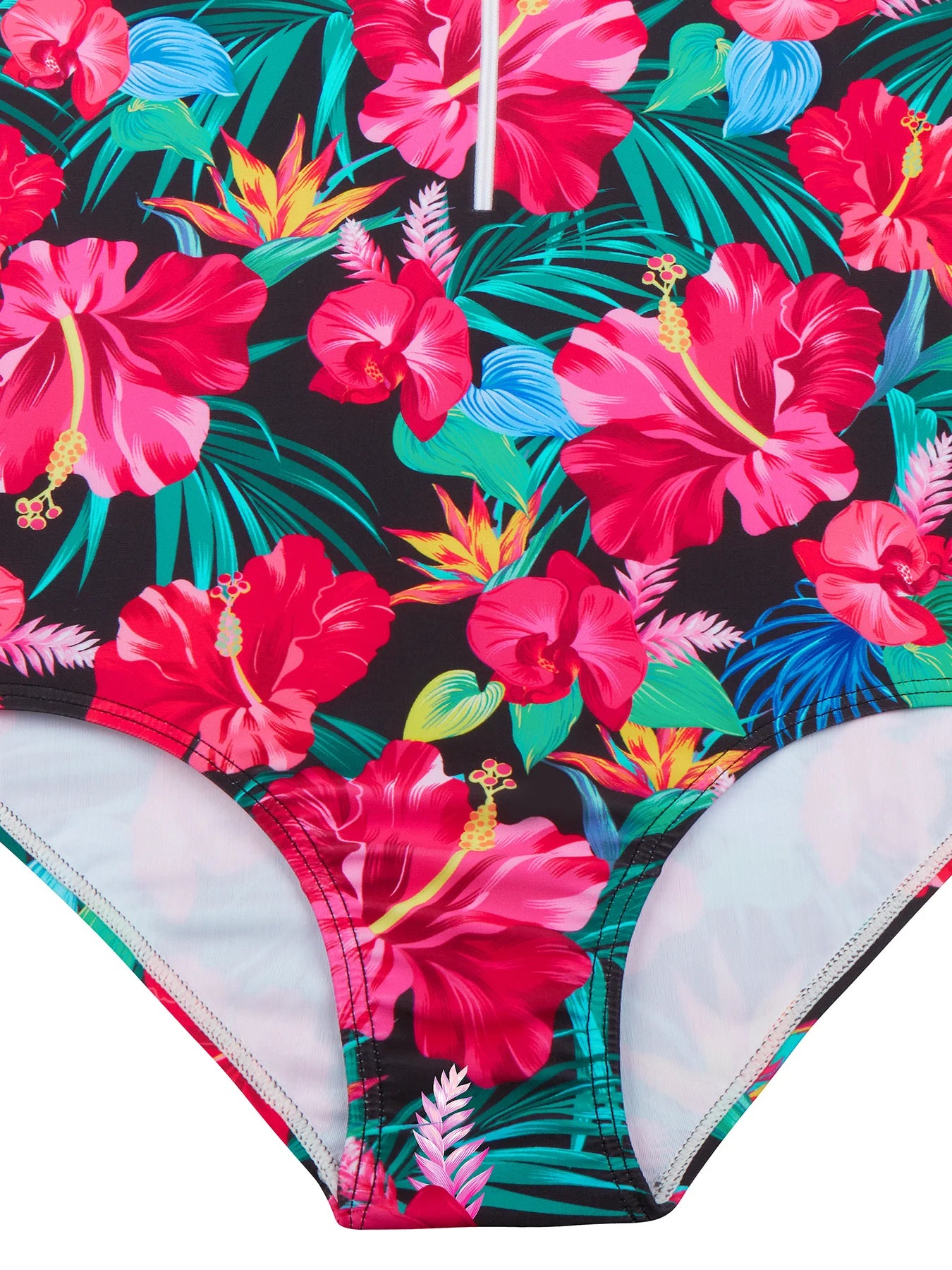 Girls Kids One Piece Long Sleeve Floral Print Bikini Cut Bottom Swimwear Beach Swim