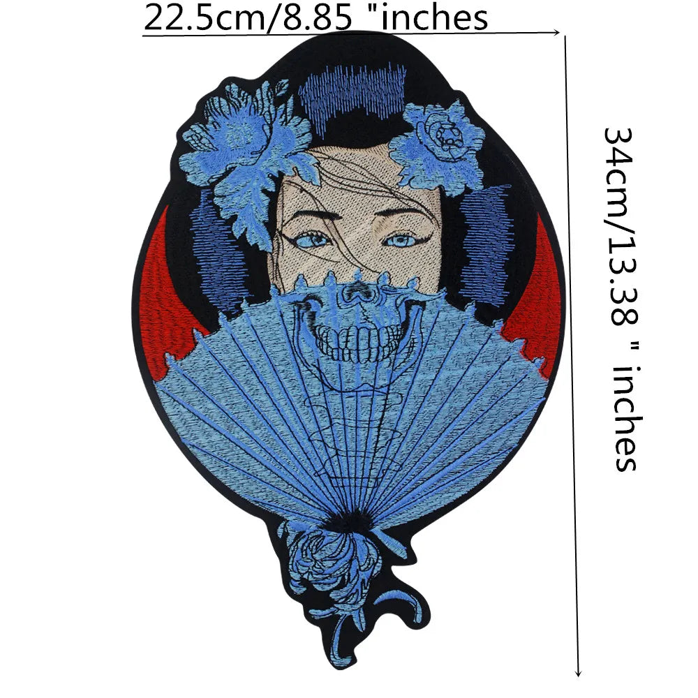 Punk Skull Embroidery Ghost Bride Stripe Badge Patch Iron on Patches Clothes DIY
