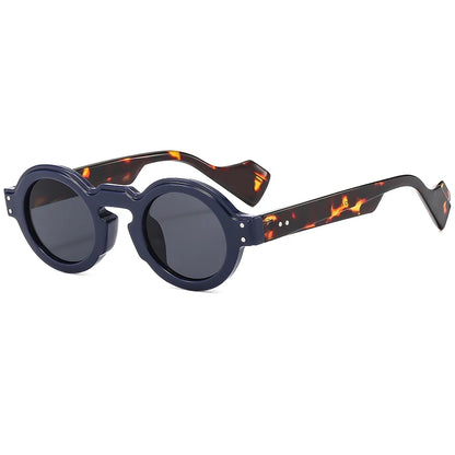 Women Men Punk Double Color Shades Rivets Clear Lens Frame UV400 Round Sunglasses