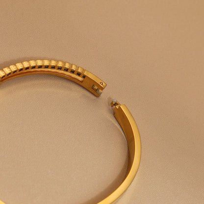 Luxury 2-In-1 Wedding Gold Black Acrylic Stainless Steel Ring Bangles Set