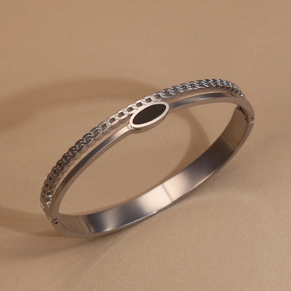 Luxury 2-In-1 Wedding Gold Black Acrylic Stainless Steel Ring Bangles Set