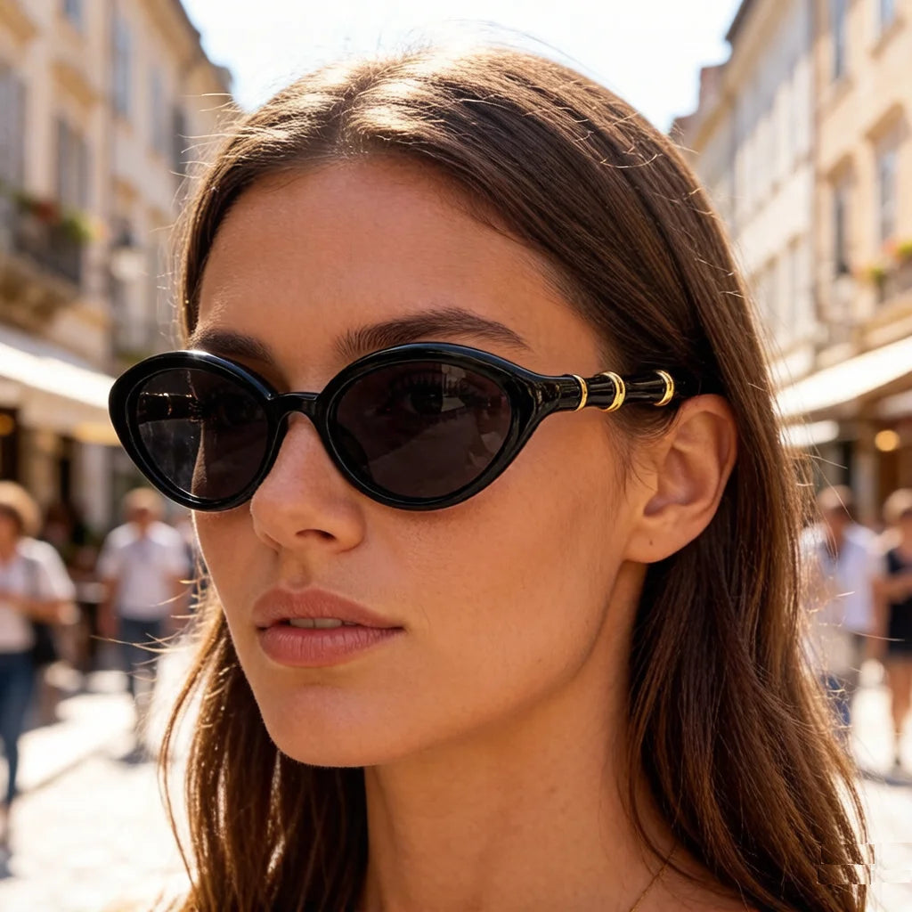Women Men Rivets Shades Fashion Designer Retro Small Oval Sunglasses Eyewear Glasses UV400