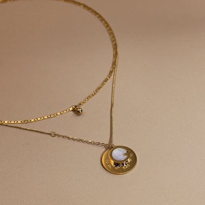 Women Mother-Of-Pearl Pendant G Letter Titanium Steel Necklace Gifts