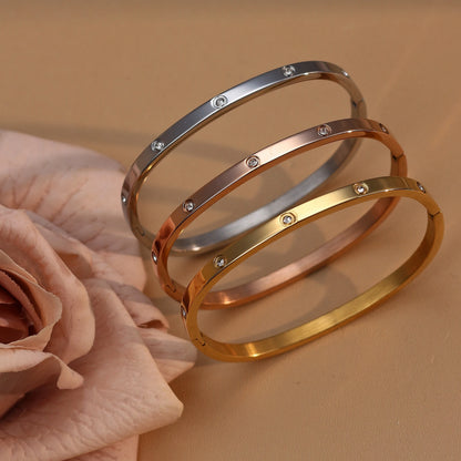 18K Plated Stainless Steel Zircon Fashion Women's Bracelet Bangles Gifts