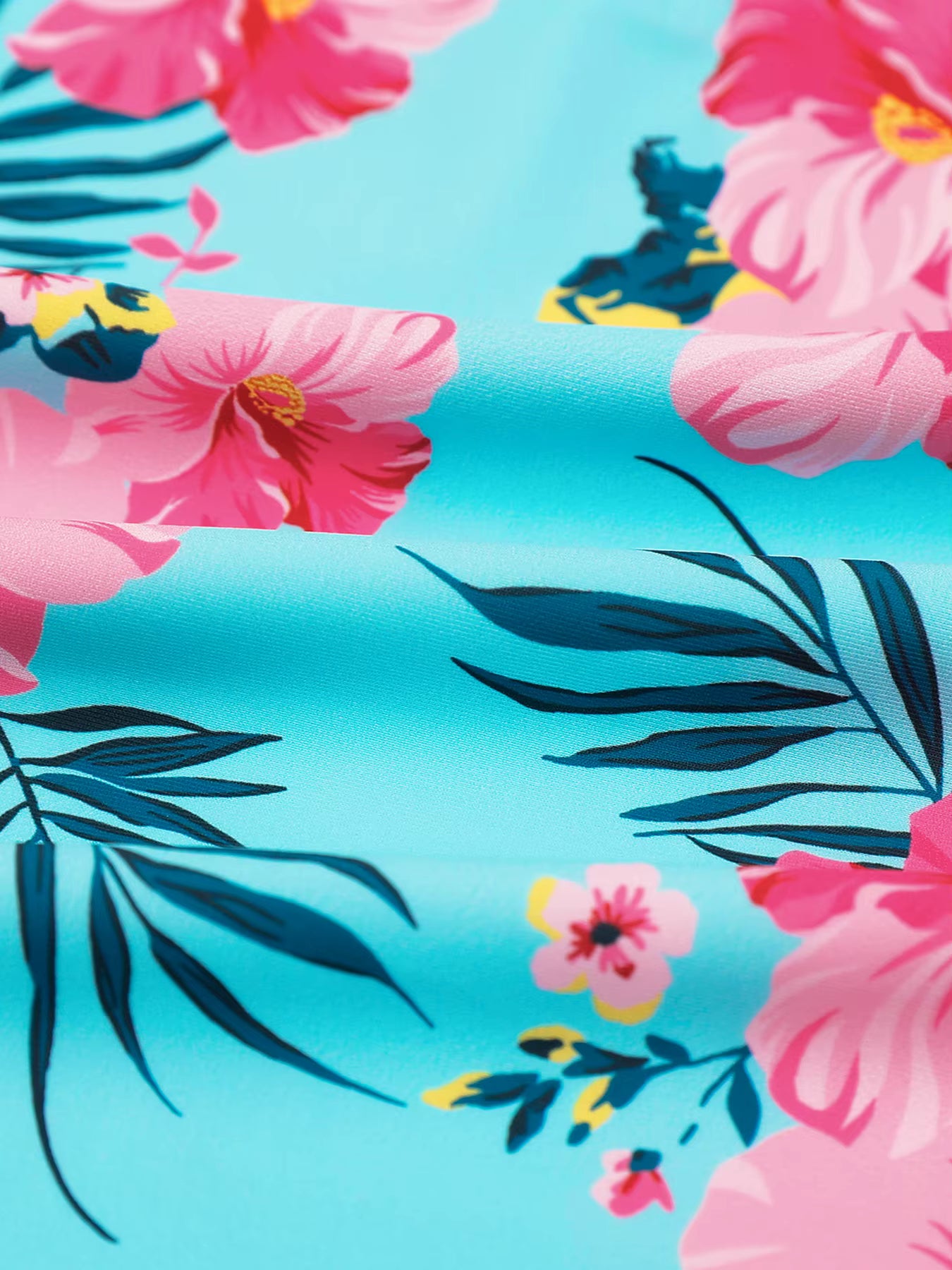 Girls Kids One Piece Long Sleeve Floral Print Beach Swim Rash Guard Boyleg Shorts Swimwear