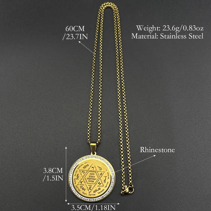 Women Men Stainless Steel Gold Silver Color Jewish Hebrew Kabbalah Star of David Rhinestones Pendant Necklace