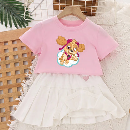 Paw Patrol Girls Kids Pants Thin Skirts Cartoon Print Pleated Outfit Gifts