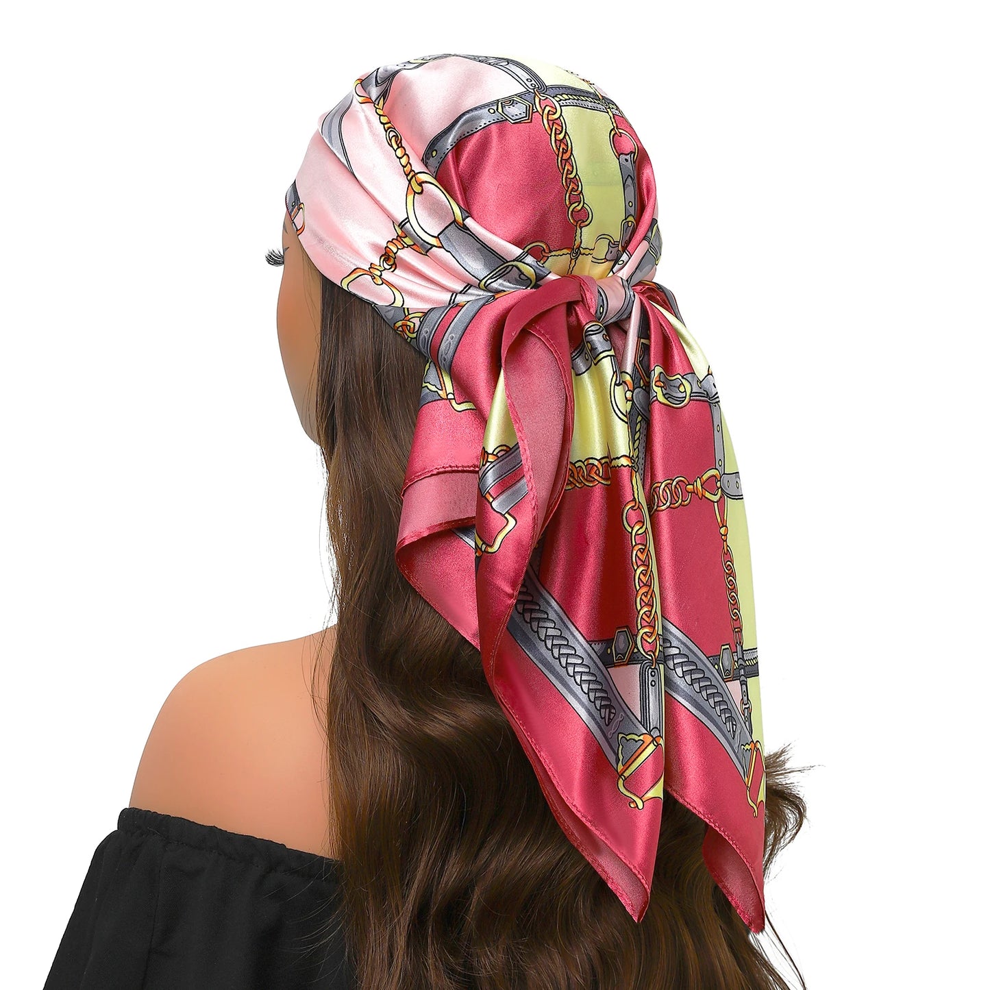 90cm Women Four Seasons Square Silk Satin Bandana Wrap Shawl Scarves Scarfs Spk11