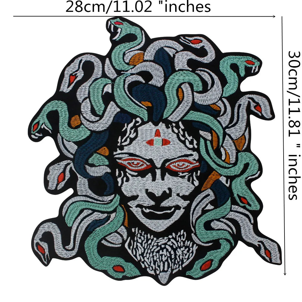 Dragon Hair Banshee Medusa All Embroidery Tactical Patch Appliques Iron on Patches Badge Clothes Sewing