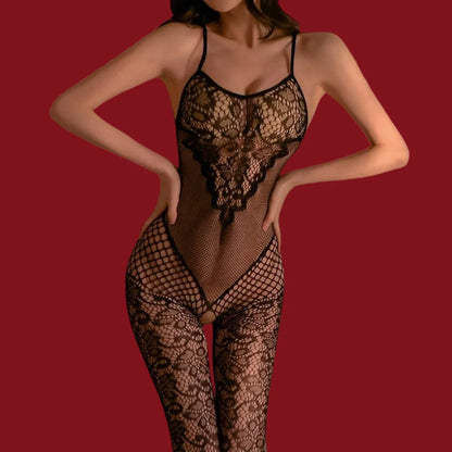 Sexy Women Fishnet Bodysuits Catsuit Transparent Open Crotch See Through Body Stockings Mesh Body Suit
