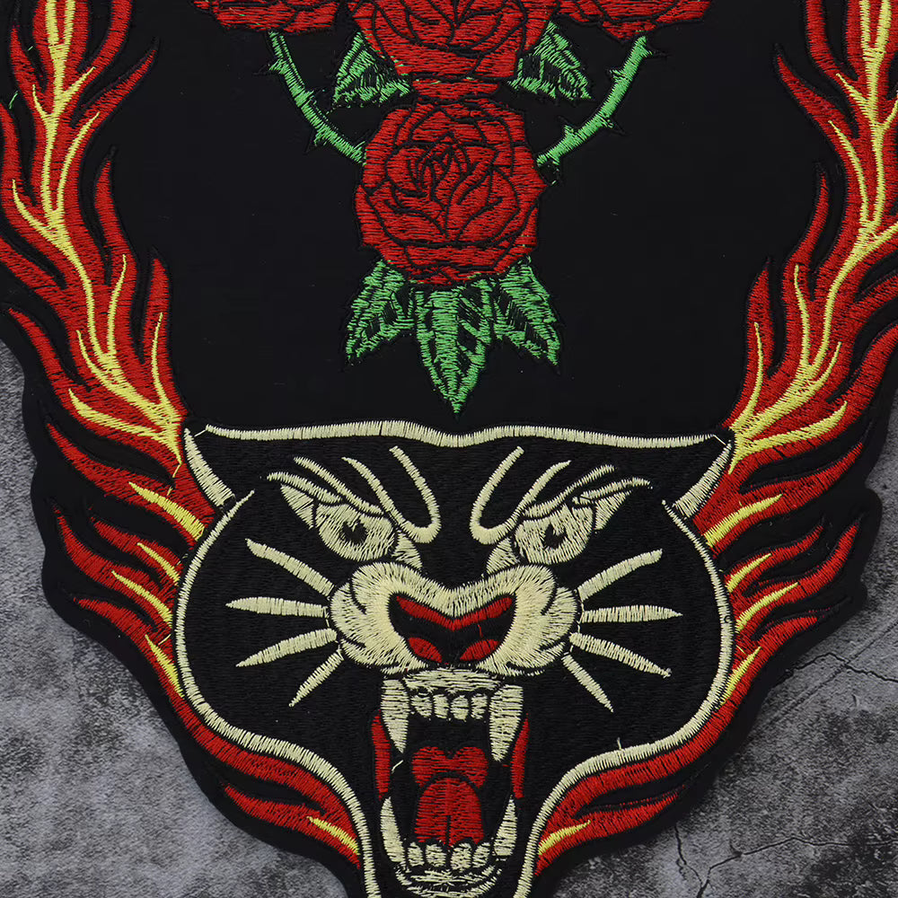 Golden Torch Leopard Embroidery Patch Appliques Iron on Patches Badge Clothes Sewing